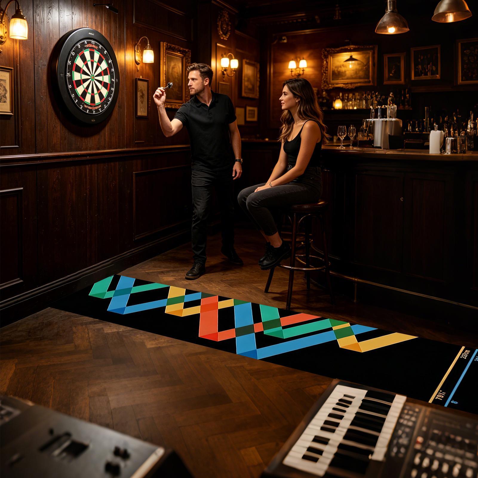 Throw Distance Board - Dartmatte mit Wurflinie aus Kristallvelours, rutschfest,