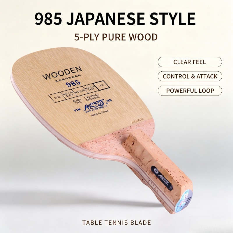 Table Tennis Club - YINHE 985 Japanisches Penhold Tischtennisschläger-Holz 5-Schicht