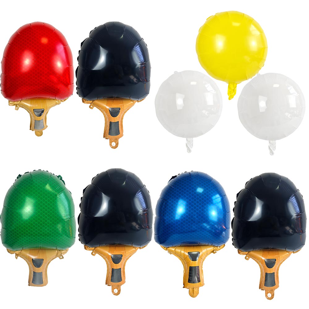 Table Tennis Club - Tischtennisschläger-Folienballons, Mehrfarbige Pingpong-Schläger-Ballons mit Pingpong-Bällen, Sport-Themen
