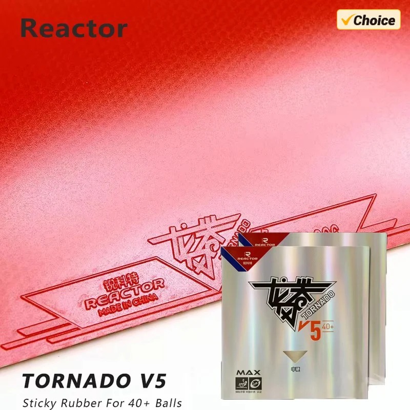 Table Tennis Club - REACTOR Tornado V5 Tischtennisbelag, klebriger Loop-Attack-Belag,