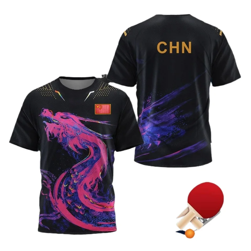 Table Tennis Uniform - CHINA Dragon Tischtennis Grafik-T-Shirt für Herren,
